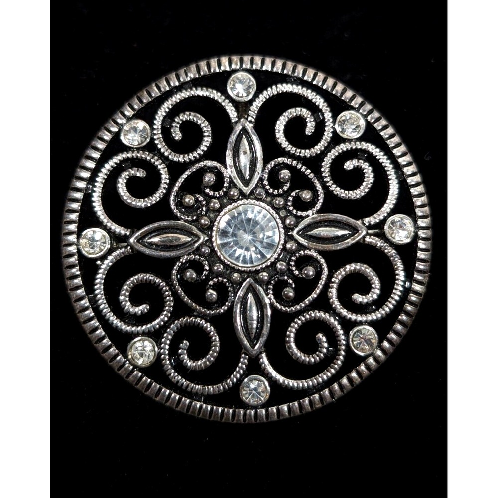 Premier‎ Designs Silver Tone Crystal Medallion Brooch Pendant